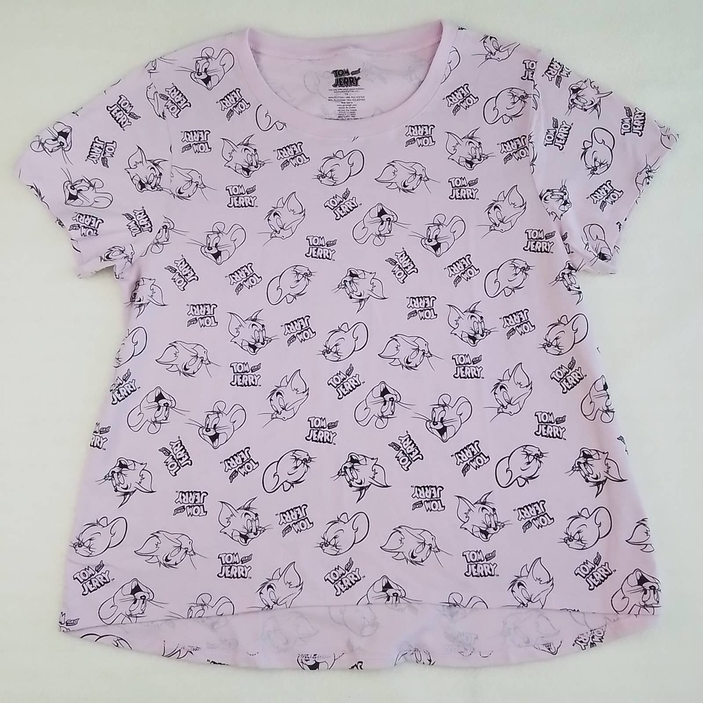 Womens Graphic T-Shirt Plus Size 1X Tom and Jerry Cotton‎ Tee Short Sleeve Crew